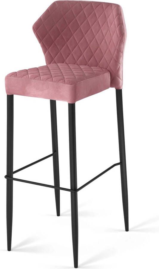 Essentials Louis Stapelbare barkruk roze velvet gestoffeerd brandvertragend 50x47x105cm (LxBxH) 52106