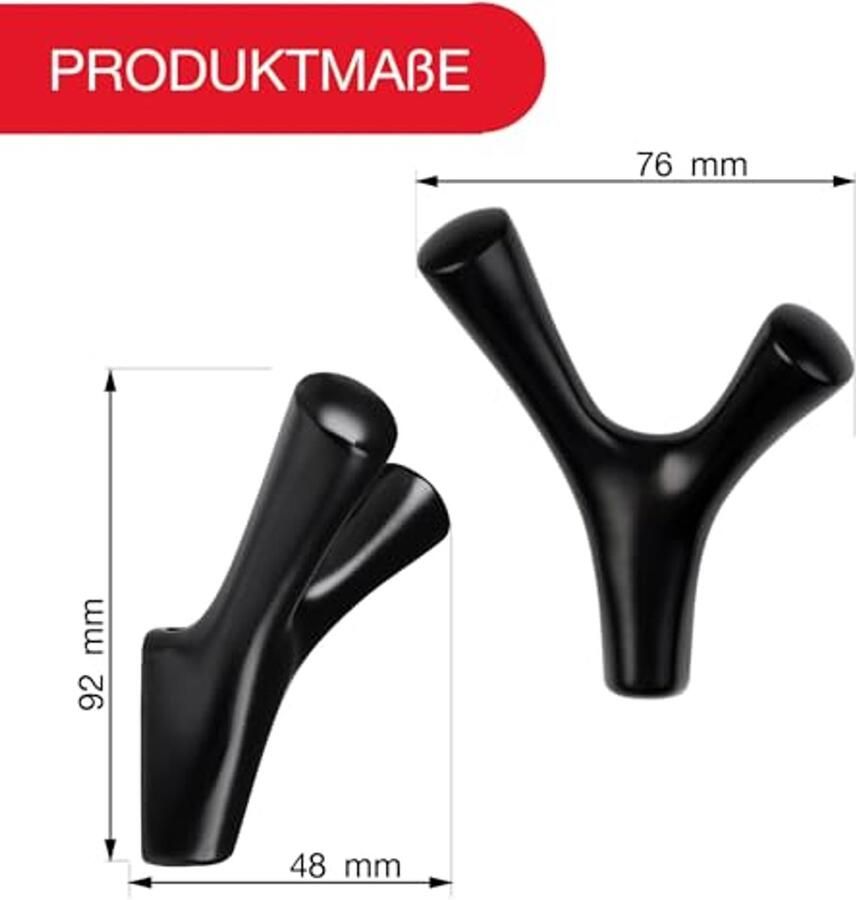 LouMaxx kapstokhaak in mat zwart moderne kapstokhaak van metaal kapstokwand design wandhaak voor garderobe en badkamer