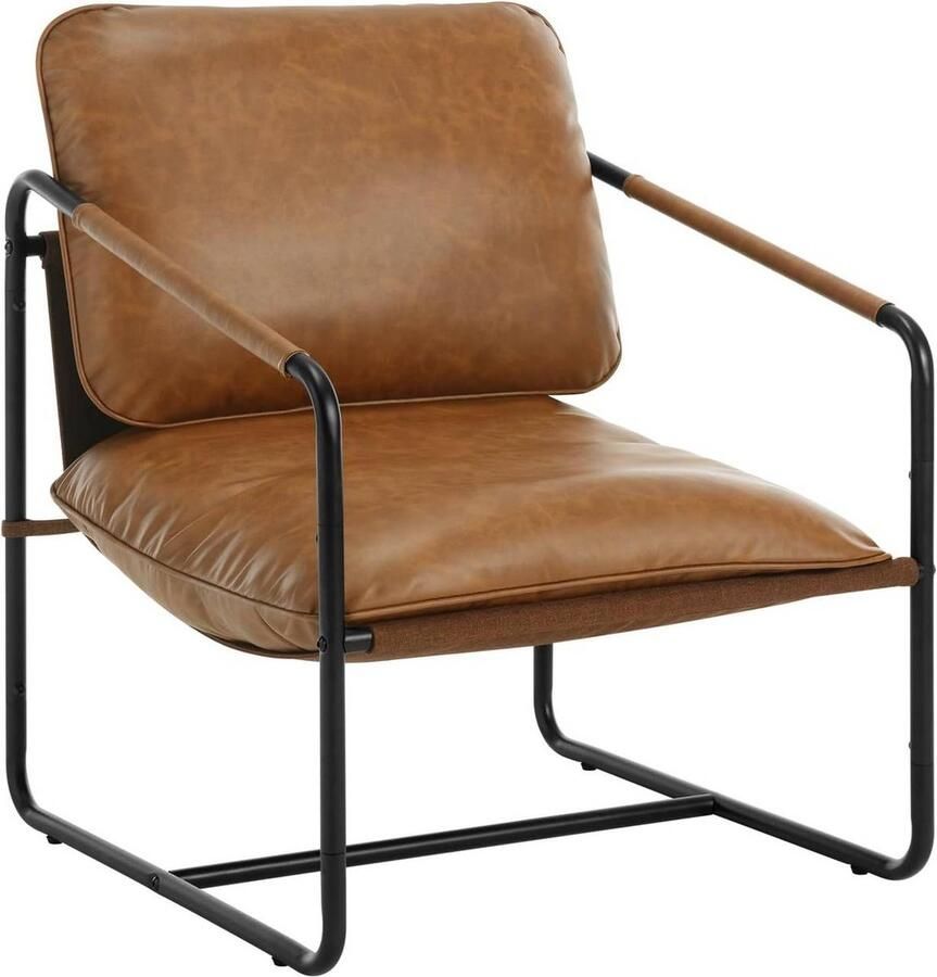 Rootz Living Rootz Lounge Chair Ergonomische fauteuil Leesstoel Schuim met hoge dichtheid Eenvoudige montage Middeleeuwse vintage stijl 65 cm x 80 cm x 75 cm
