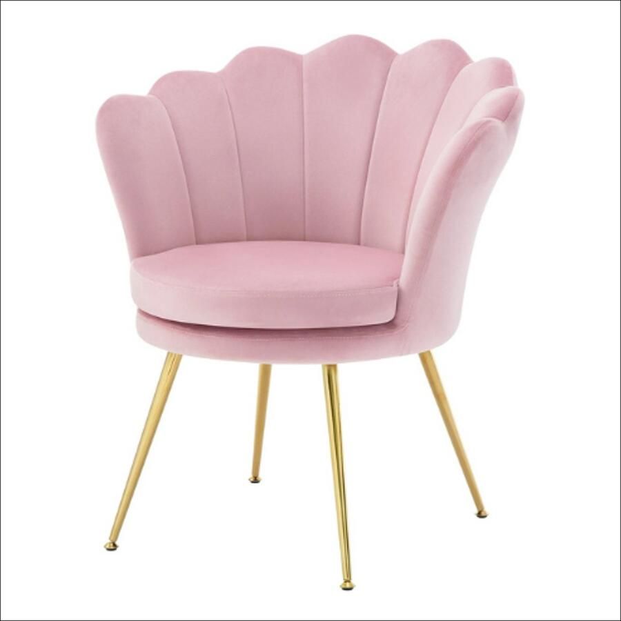 Lounge chair Velvet fauteuil met metalen poten zachte rugleuning roze bekleding comfortabele lees- en relaxstoel woonkamer of kantoor elegant en multifunctioneel design
