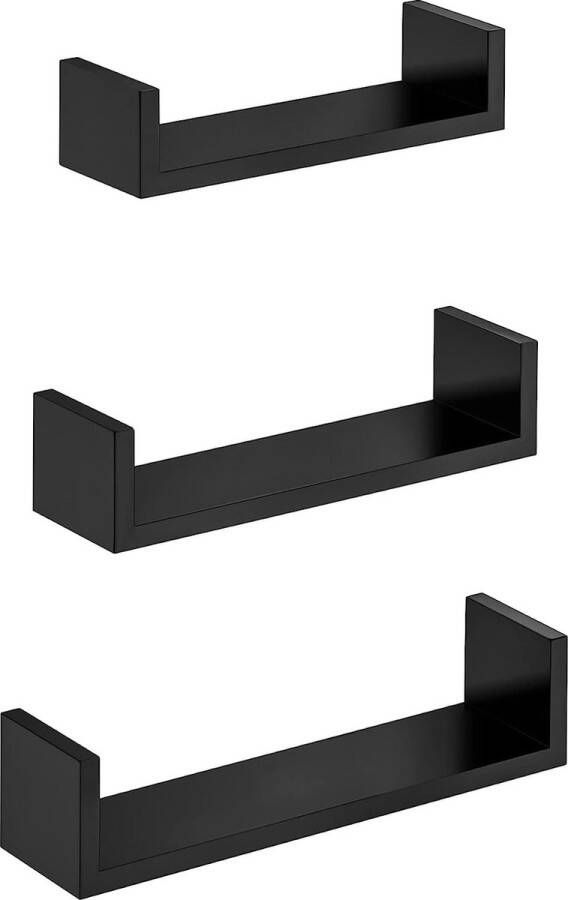 Lounge Cube Wandrek set van 3 U-vormige zwevende rekken creatief ontwerp van MDF-hout