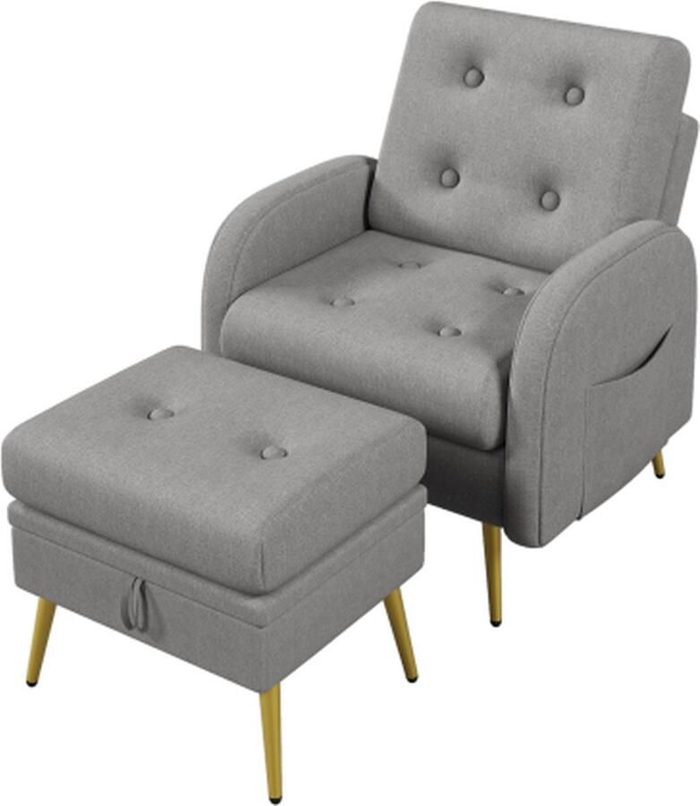 Zonder merk Gotagee Lounge stoel met voetenbankje Stoel met zijplankje Rugleuning fauteuil 3-voudig verstelbaar Stoel met zijplankje Bureaustoel Vrijetijdsstoel