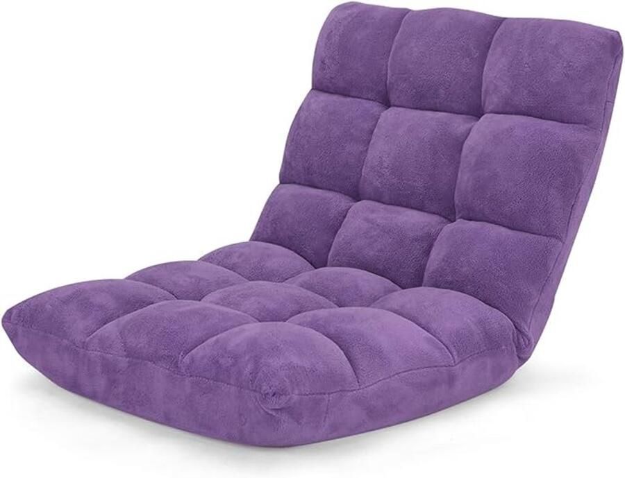 Lounge vloerstoel met slaaffunctie – Zachte lila bank voor ontspanning & meditatie