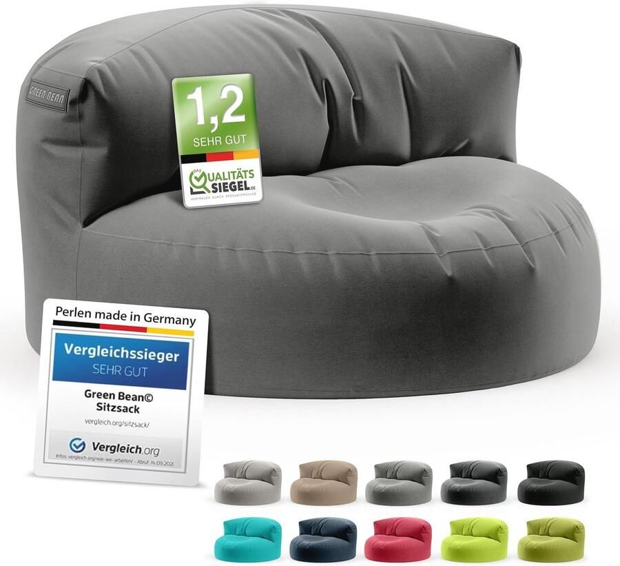 Lounge Zitzak Bank met Ergonomische Rugleuning en Wasbare Overtrek 90 x 50 cm Geschikt voor Binnen en Buiten Antraciet