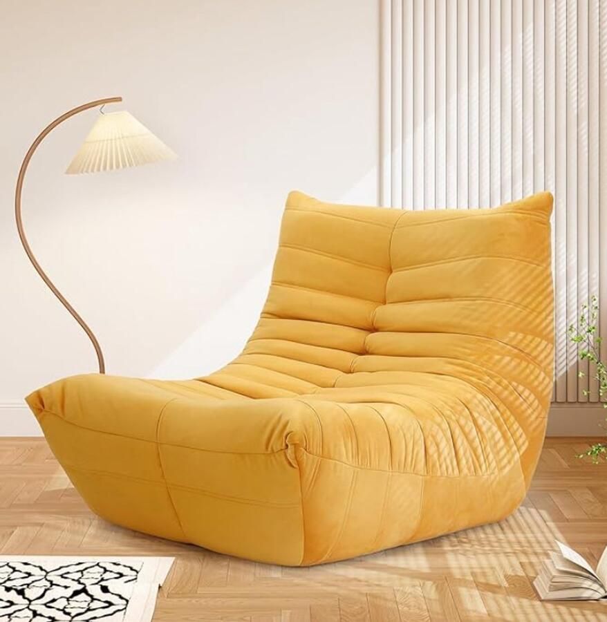 Loungebank voor kleine ruimtes vloerbank luie bank met memory foam wolkenbank van imitatiesuède kleine bank voor slaapkamers en woonkamers gember