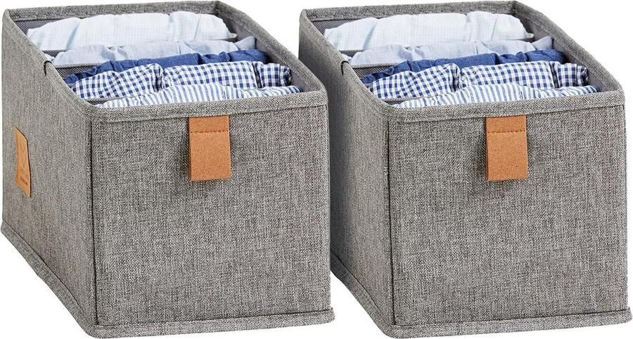 Love it Store it Premium Lade Organiser lade organiser geschikt voor optimale opbergruimte 2 stuks grijs stof 15x30x15 cm
