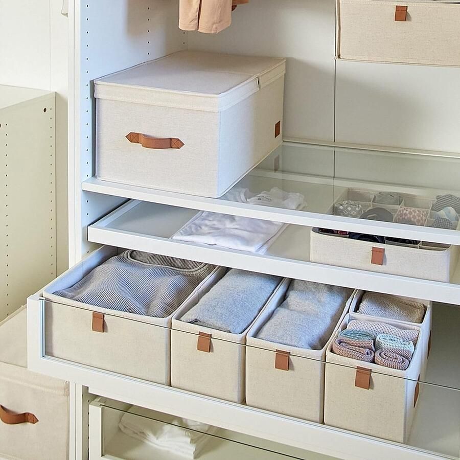 Love It Store It Premium opbergmand opbergdozen 5 stuks beige hoogwaardige stof