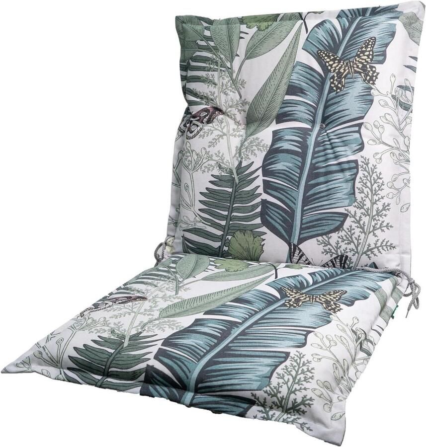 Low Back Cushion Water-Repellent Chair Cushion for Garden Chairs Approx. 50 x 52 x 50 cm Cotton Polyester Viscose Light Grey Blue Green Sardegna