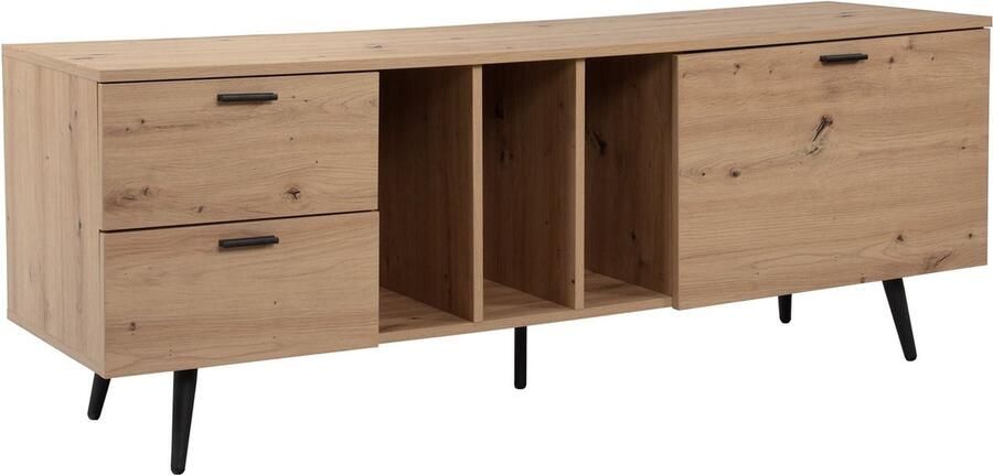 Rootz Living Rootz Lowboard TV-meubel 150 cm TV-kast Entertainmentmeubel Eiken afwerking Ruime opbergruimte Modern design Duurzame constructie 150 cm x 55 cm x 40 cm