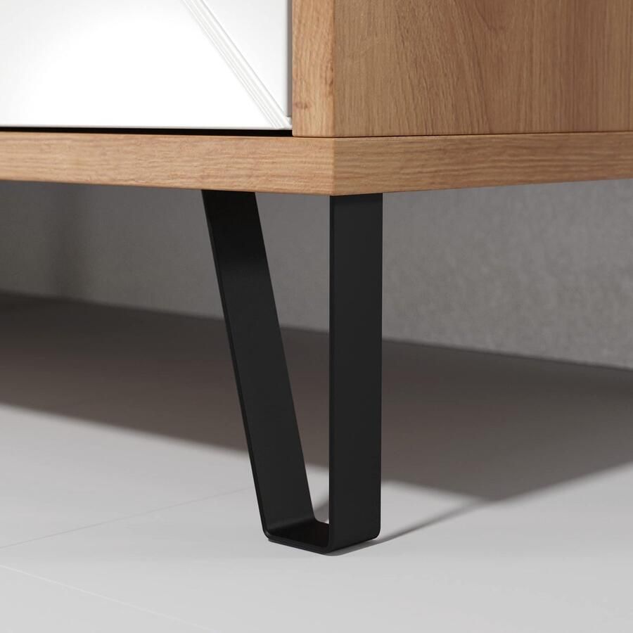 Rootz Living Rootz Lowboard TV-meubel Entertainmentmeubel Mediaconsole Televisiekast Opbergoplossing Entertainmentcentrum Artisan Eiken Wit 123 x 55 x 40 cm