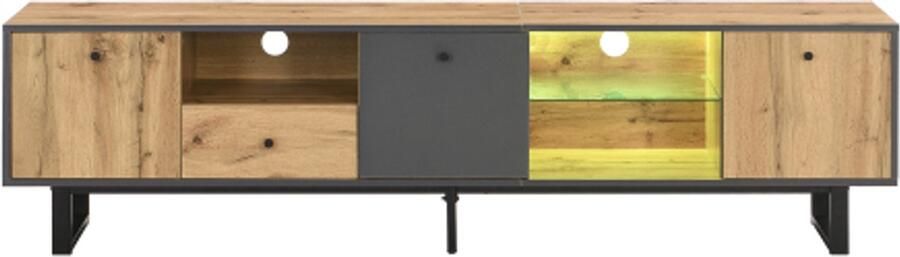 GOTAGEE Lowboard woonkamer tv-meubel met led-lichteffect glazen wand bufferscharnier kleurpassend design