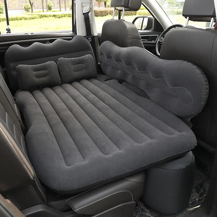 Luchtbed Auto Opblaasbaar Bed Achterbank Opblaasbaar Matras Auto 1 Persoons Auto Matras Inclusief Pomp en Kussens Met Opbergtas Zwart - Foto 2