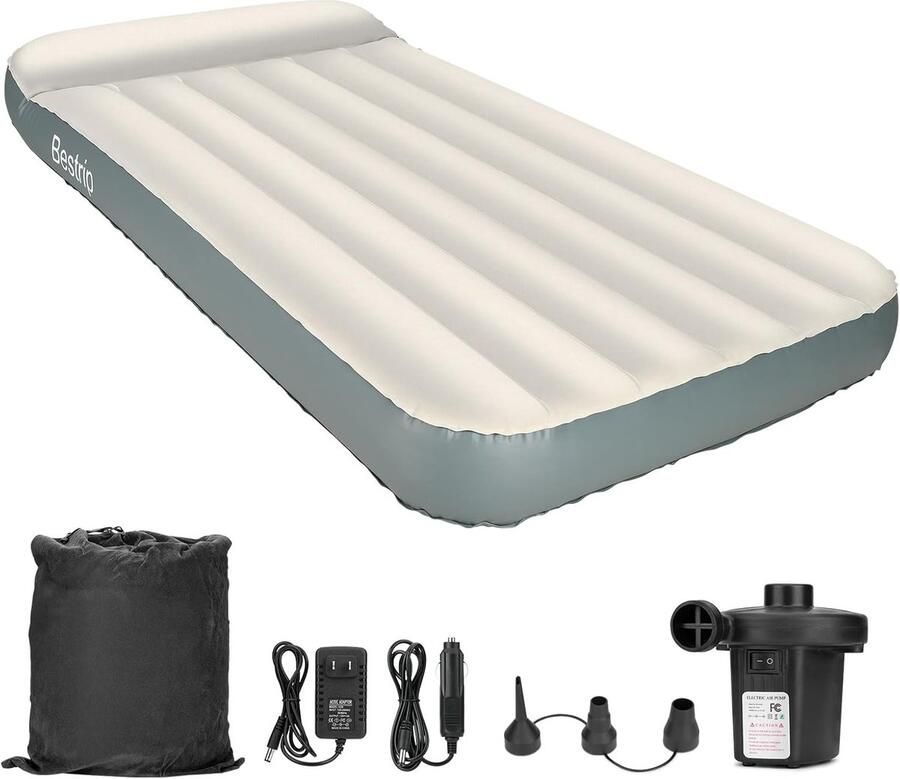 Luchtbed met elektrische pomp Opblaasbaar eenpersoonsbed voor binnen en buiten