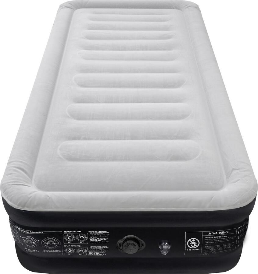 Luchtbed voor 1 persoon zelfopblazend opblaasbaar matras logeerbed met elektrische ingebouwde pomp en tas voor camping thuisgebruik 187 x 90 x 46 cm