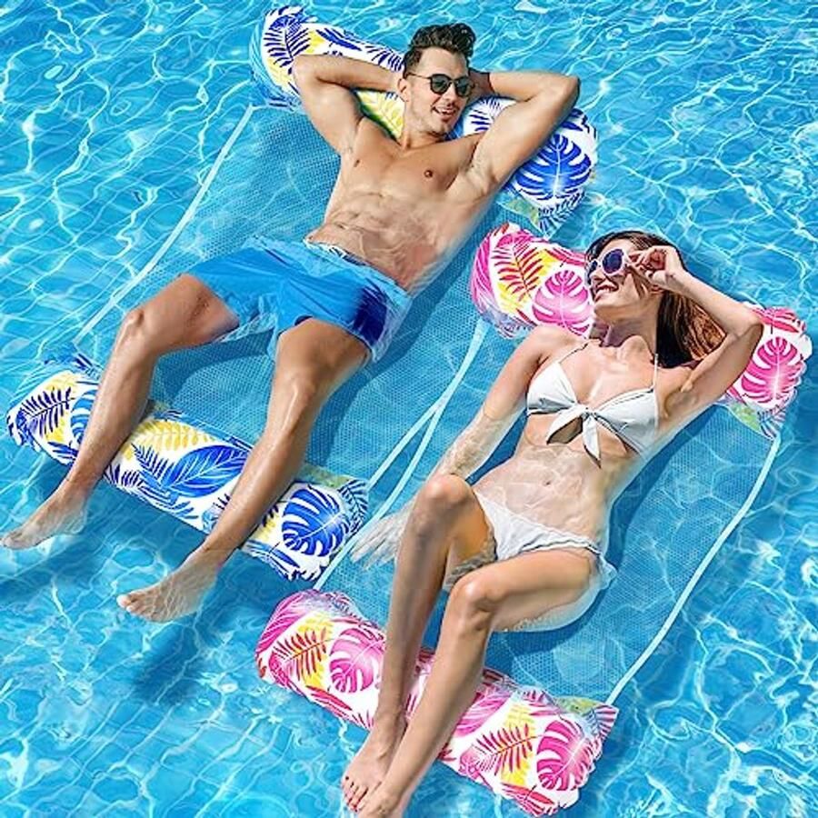 Luchtbed zwembad XL 4 in 1 Water Hangmat 2 Stuks Leuk Zwembad Speelgoed voor Kinderen en Volwassenen