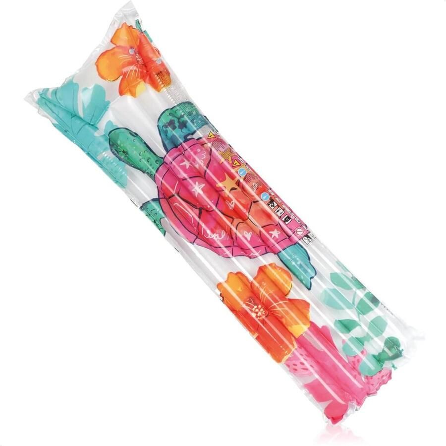 Luchtmatras 183x69cm met geïntegreerd kussen waterligstoel voor zwemplezier zwemhulpmiddel voor zwembad en meer wit schildpad 1 stuk waterhangmat