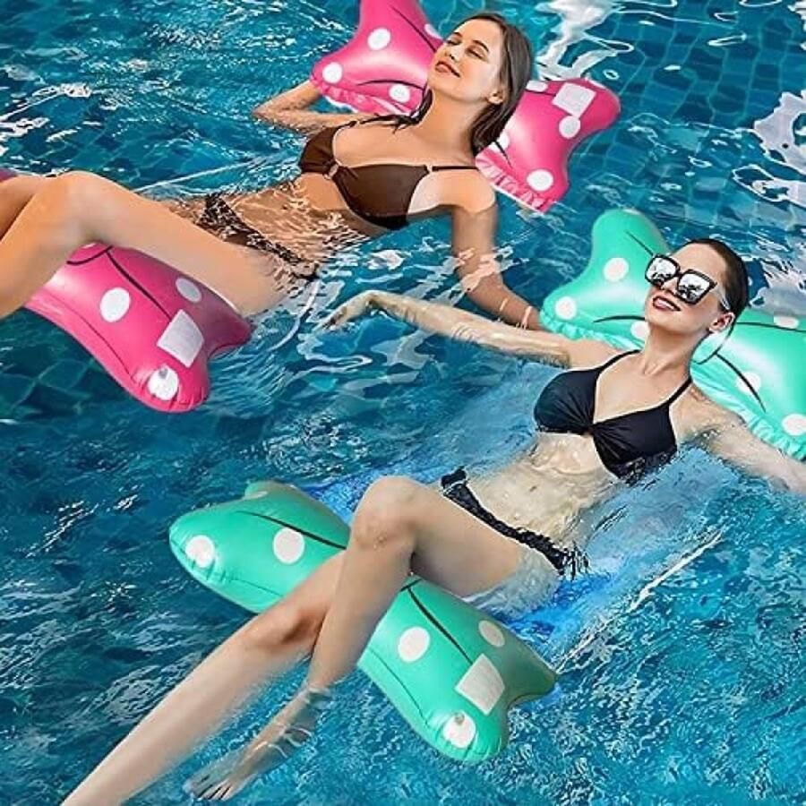 Luchtmatras voor zwembad 2 stuks waterhangmat 4-in-1 waterhangmat met net tanning zwembad waterhangmat zwembadaccessoires zwembadspeelgoed volwassenen
