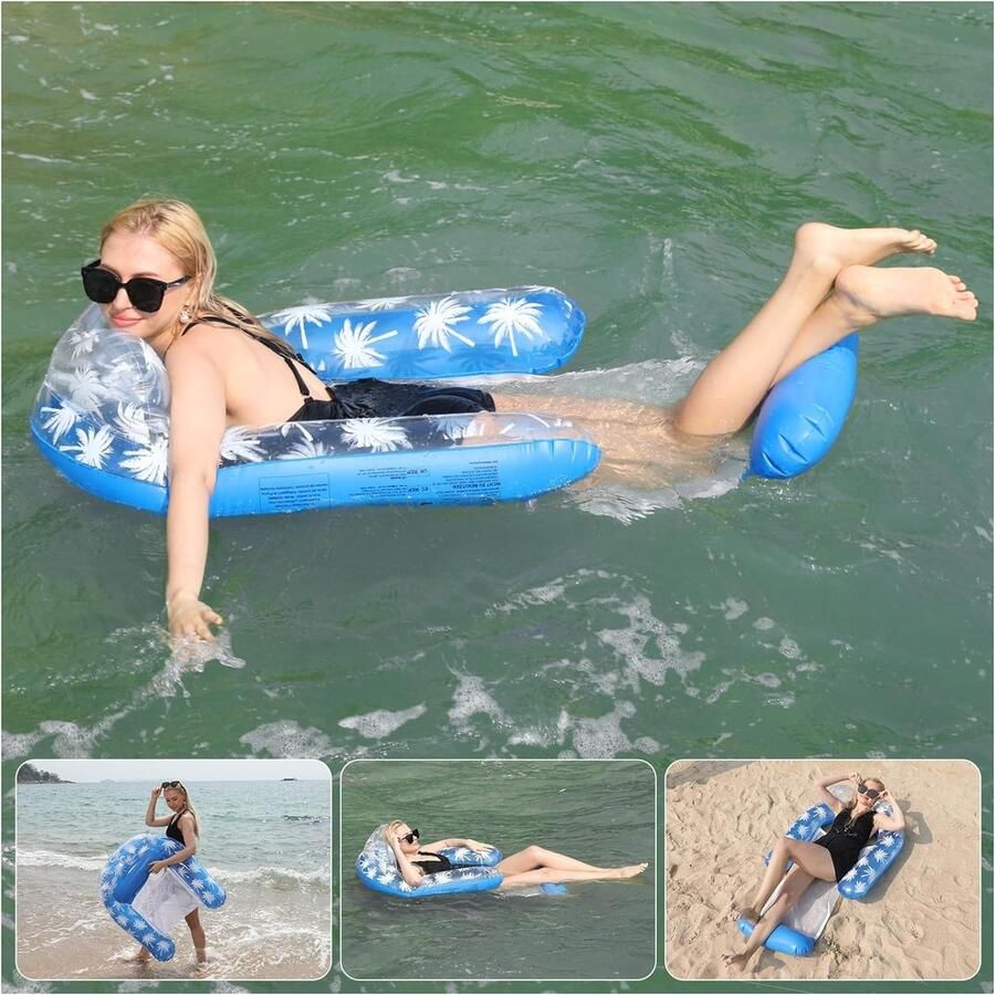 Luchtmatras voor zwembad water voor volwassenen zwembad luchtmatras hangmat waterhangmat zwemring met net zwembadfloat opblaasbaar waterhangmat voor stoel matrassen zitting zwemmatras