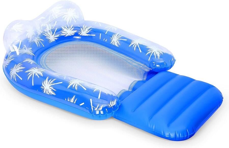 Luchtmatras zwembad hangmat ligstoel met hoofdsteun en voetsteun 130 x 85 cm zwembadvlot voor volwassenen