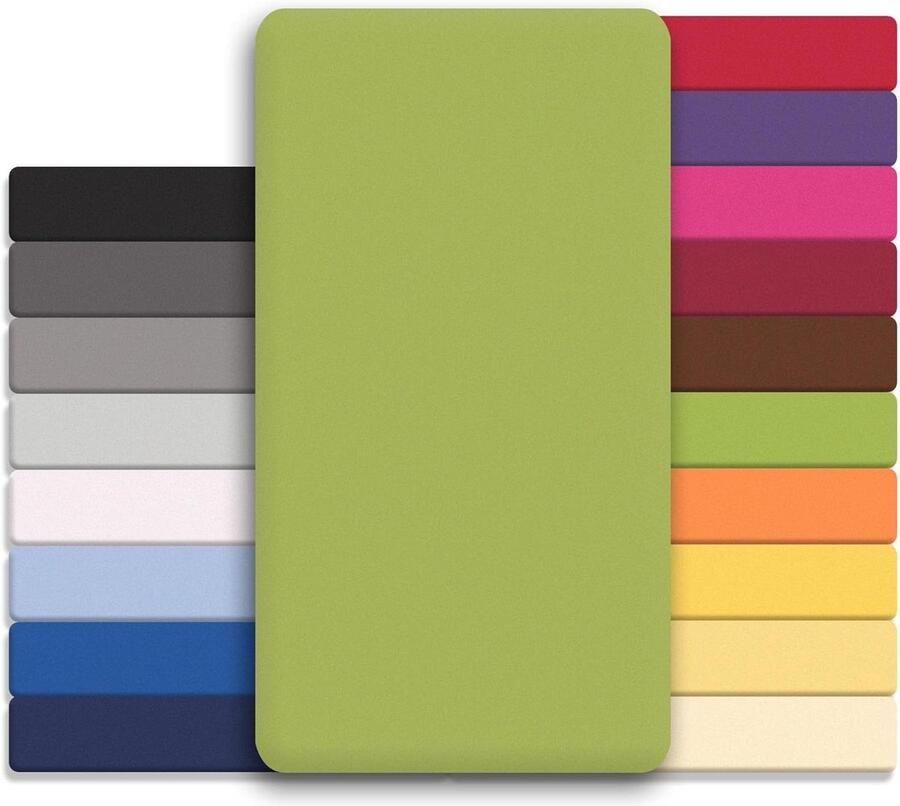 Lucina Hoeslakens verpakking van 2 stuks 90x200-100x200 cm groen katoenen jersey bedlaken extra zacht hoeslaken voor matrassen matrasovertrek