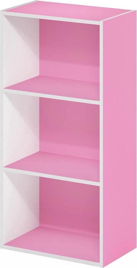 Luder 3-Tier Open Plank Boekenkast Functioneel & Stijlvol 1 stuk Roze Wit