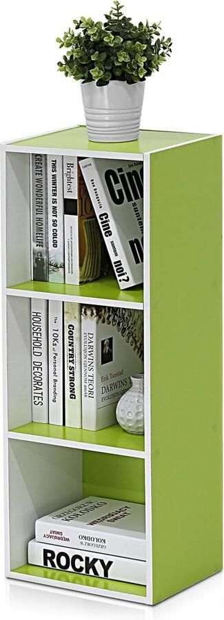 Luder 3-traps boekenkast met open plank wit groen