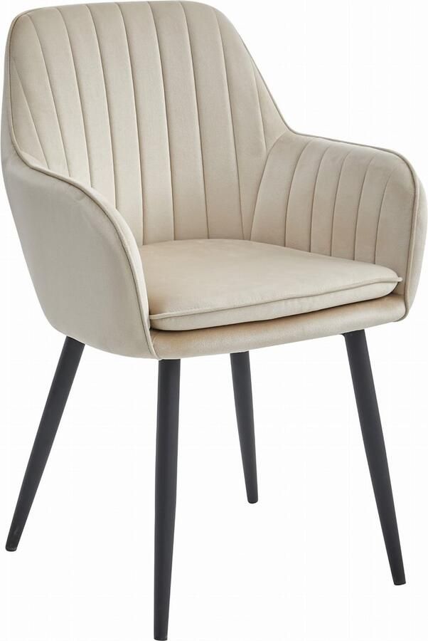 LUGO Kuipstoel Beige Velvet Bekleding met Afneembare Hoes Zwarte Metalen Poten Ergonomisch en Functioneel Geschikt voor Woonkamer Eetkamer en Kantoor Max. 120 kg