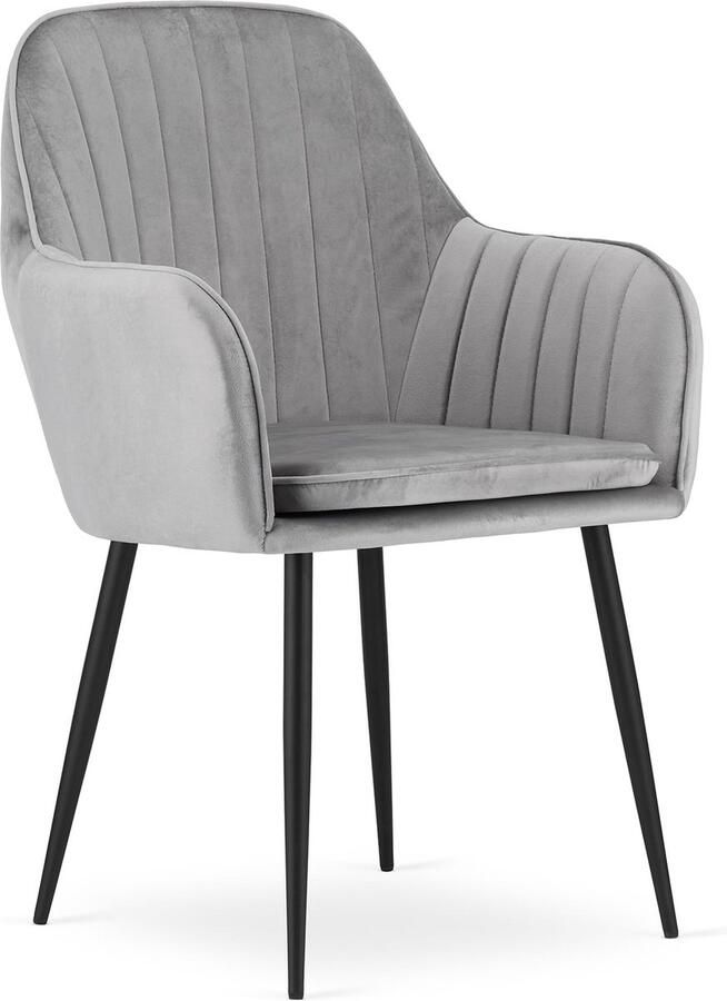 LUGO Kuipstoel Zilvergrijs Velvet Bekleding met Afneembare Hoes Zwarte Metalen Poten Ergonomisch en Functioneel Geschikt voor Woonkamer Eetkamer en Kantoor Max. 120 kg