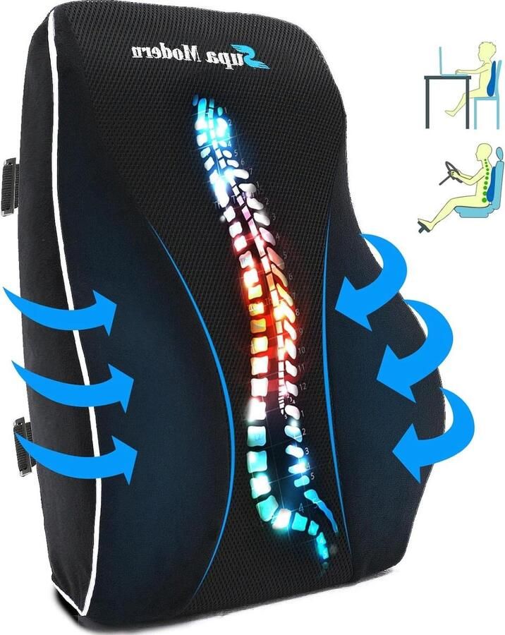 Rugkussen auto lumbaal steunkussen kantoorstoel geheugenschuim autobekleding rugkussens massagehobbel ademende lumbale steunhoes Rugkussen auto