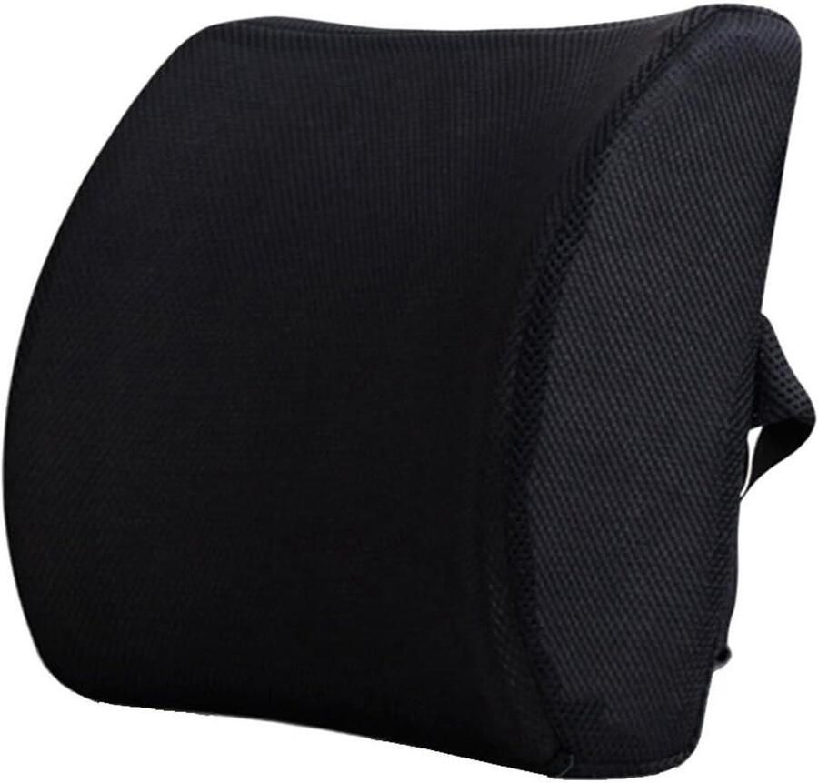 Lumbar Cushion Memory Foam Lower Back Support Posture Corrective for Car Seat Home Office Chair (Black)