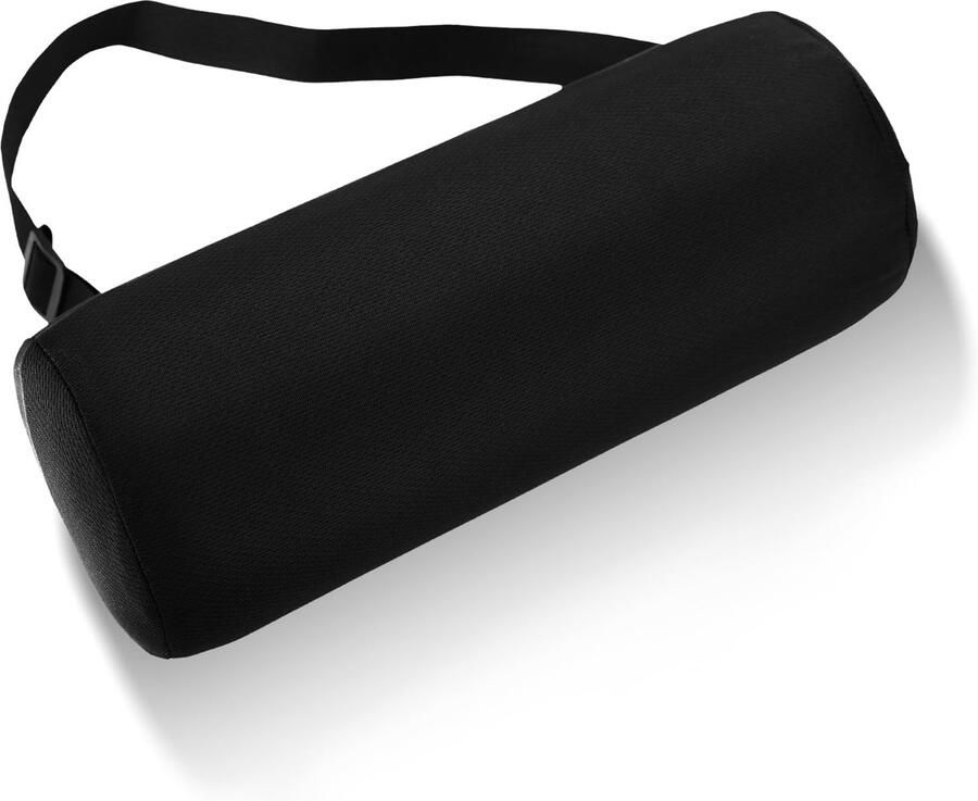 Lumbar Support Cushion for Office Chair Ergonomic Adjustable Low Back Support Breathable Lumbar Roll Washable Cover Seat Cushion for Car Travel Work Driving (Black)