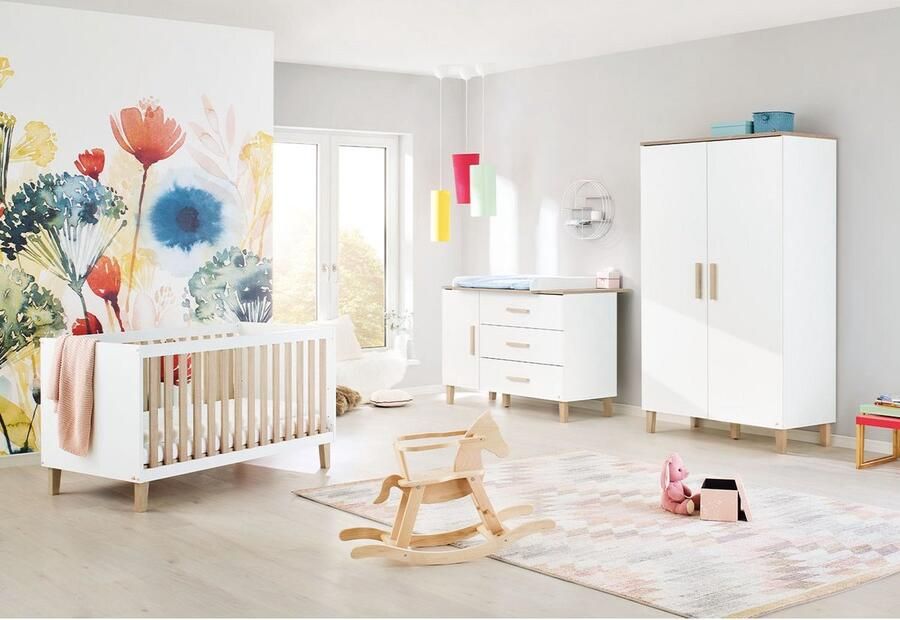 Rootz Living Rootz Lumi Kinderkamermeubelset Babymeubilair Babykamer Converteerbaar kinderbedje 145 cm x 77 cm x 84 cm
