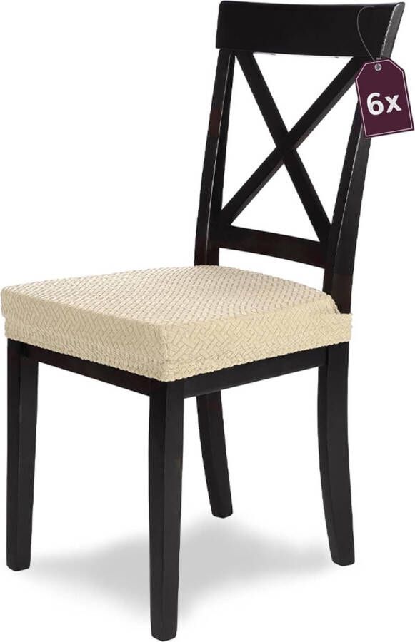 Luna crèmekleurige stoelhoezen set van 6 elastische flanellen stoelhoezen eetkamerstoelhoes elegante stoelhoezen stretch fluweel met elastiek