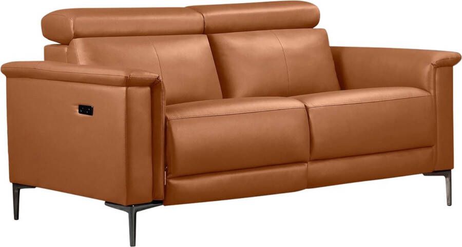 Loft24 Lund 2 zitsbank met 1 elektrische relaxfauteuil in cognac PU