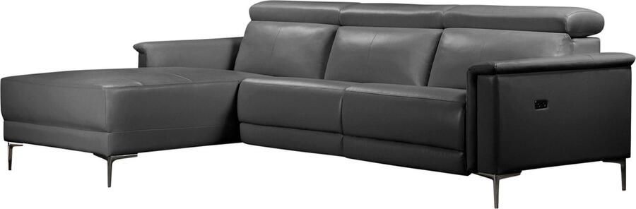 Notio Living Lund Chaise Loungebank met 1 Elektrische Relaxfauteuil in Grijs PU (97 x 261 x 179 cm) - Foto 2