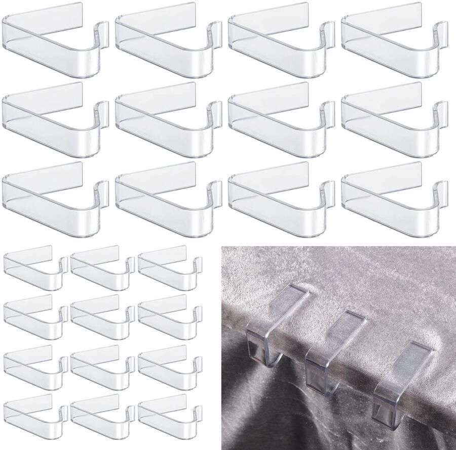 Luter 24 stuks tafelkleedklemmen van kunststof tafelkleedklemmen transparant voor picknicktafelkleedhouder voor Kerstmis thuis bruiloft feest binnen buiten tafels kamperen (2 maten)