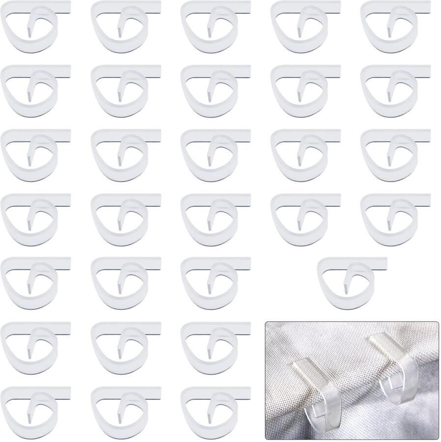 Luter 30 stuks tafelkleedklemmen van kunststof transparante tafelkleedklemmen kunststof tafelkleedbevestiging tafelkleedhouderklemmen tafelkleedklemmen voor binnen- en buitengebruik thuis kamperen en picknicken