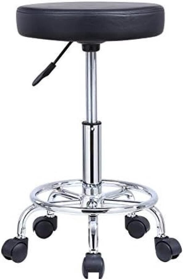 Lux Rolkruk Werkkruk Barkruk in Zwart van Kunstleer