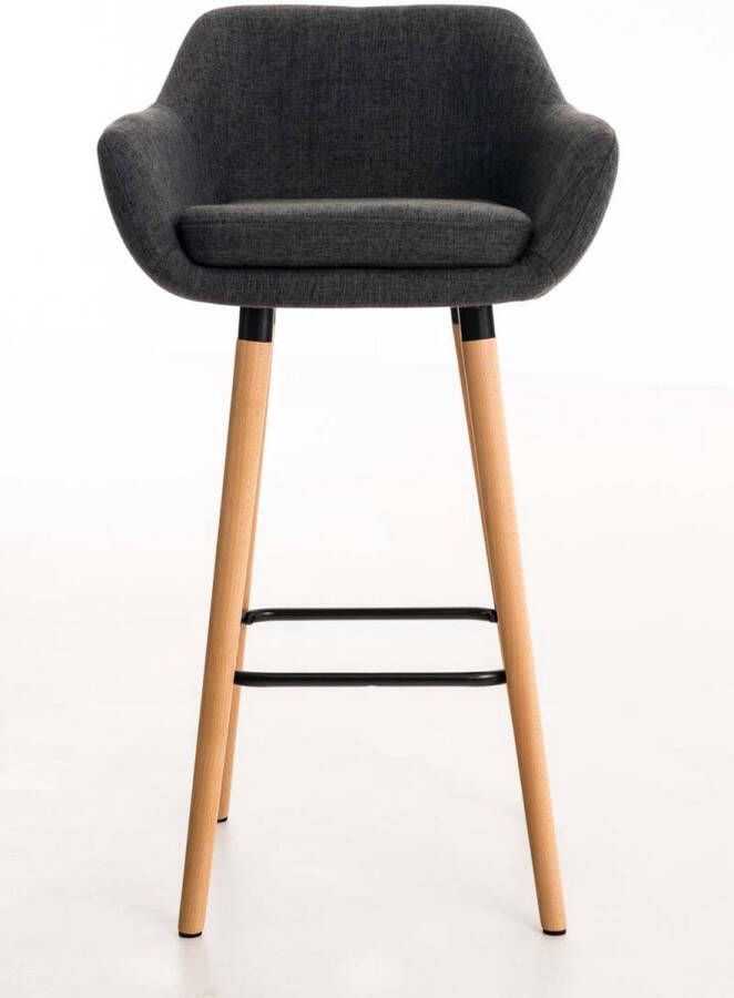 Unbranded Luxe Barkruk Brock Grijs Hout Modern Design Set van 2 Rugleuning Voetensteun Voor Keuken en Bar Gestoffeerde Zitting