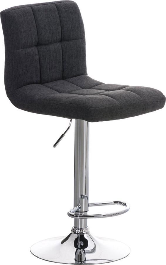 Inandoutdoormatch Luxe barkruk Ergonomisch Met hoge rugleuning Set van 1 Barstoelen voor keuken of kantine Polyester Donkergrijs In hoogte verstelbaar Zithoogte 64-84cm Vaderdag cadeau