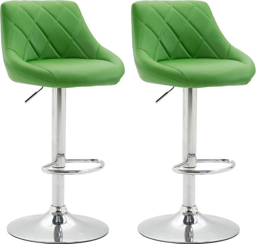 Luxe Barkruk Helder Groen Chroom Modern Design Set van 2 Rugleuning Voetensteun Voor Keuken en Bar Zitting Gestoffeerd Imitatie Leder