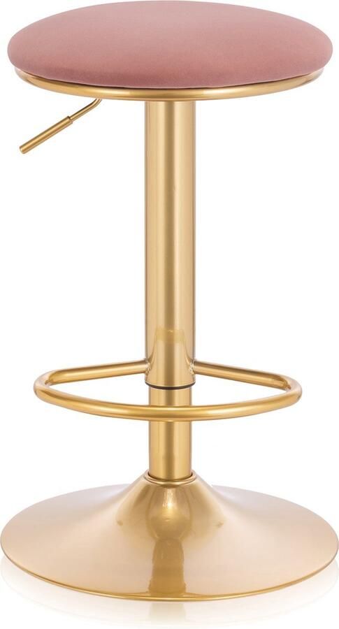 Bolt Edge Luxe Barkruk Velvet Roze goud Zonder rugleuning Verstelbaar 38x(61-82)cm