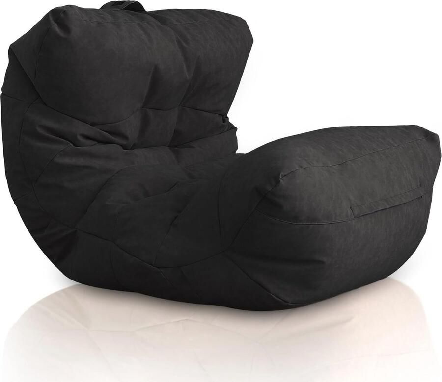 Luxe Bean Bag Stoel Donkergrijze Zitzak voor Woonkamer en Slaapkamer Comfortabele XXL Lounge Pouf voor Volwassenen en Tieners