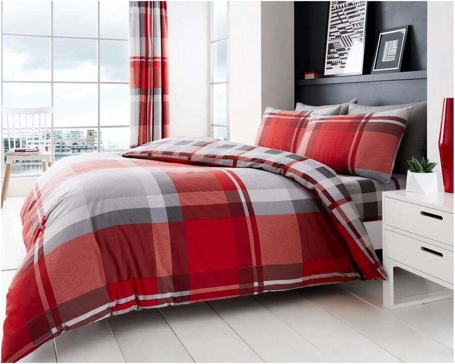 Luxe Bed Set met Dekbedovertrek en kussensloop Polyester-katoen rood dubbel 200 x 200 cm