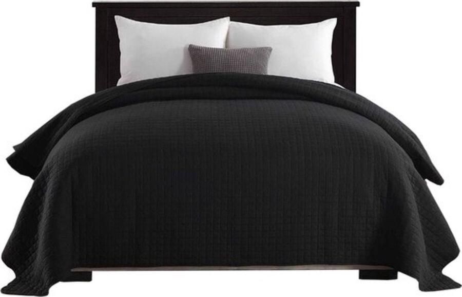 Luxe Bedsprei Zachte en Stijlvolle Beddensprei voor een Tweepersoonsbed 240x260 cm Zwart