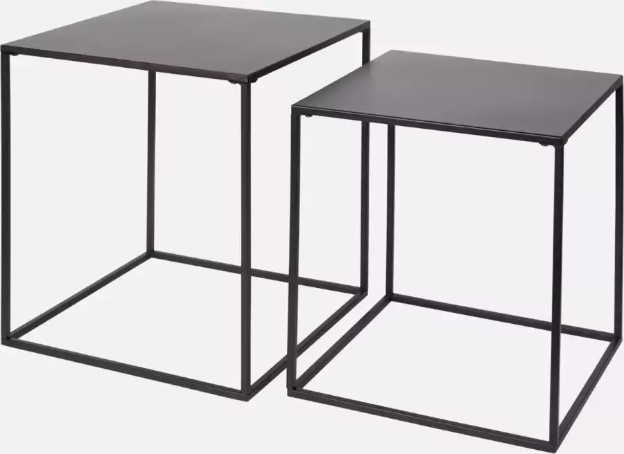 Luxe bijzettafels Set van 2 Vierkante bijzettafel 38 x 38 x 41 cm 34 x 34 x 37 cm Industriële meubels