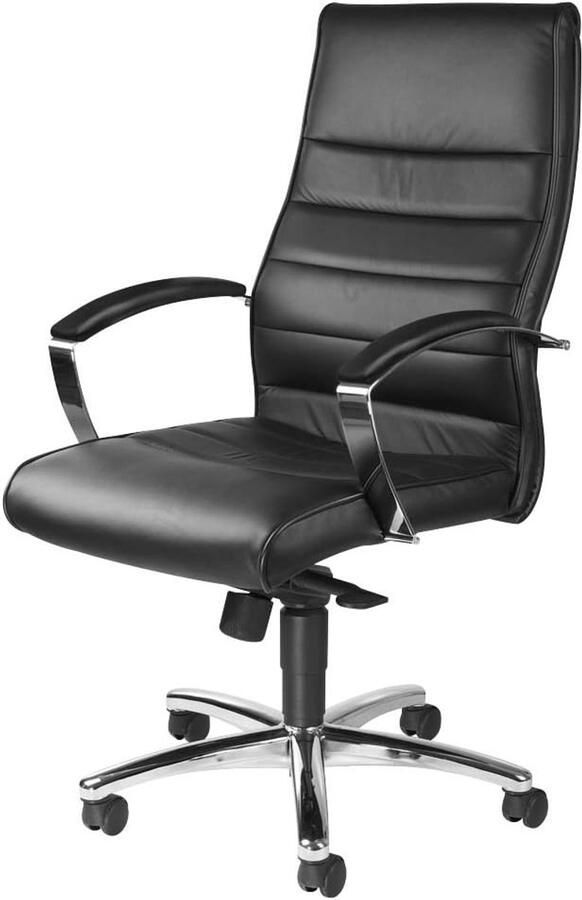 Luxe Bureaustoel en Managersstoel van Leer in Zwart