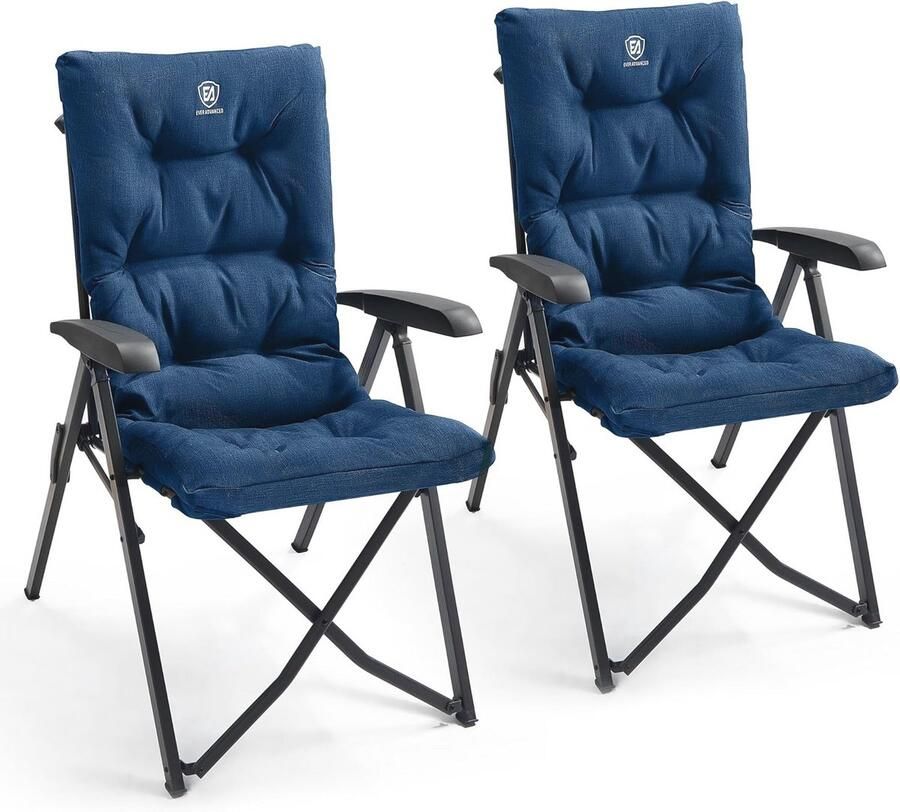 Luxe Camping Stoelen Volwassenen Heavy Duty Aluminium Hoge Rug 150kg Belastbaar Verstelbare Recliner Stoelen 2 Set