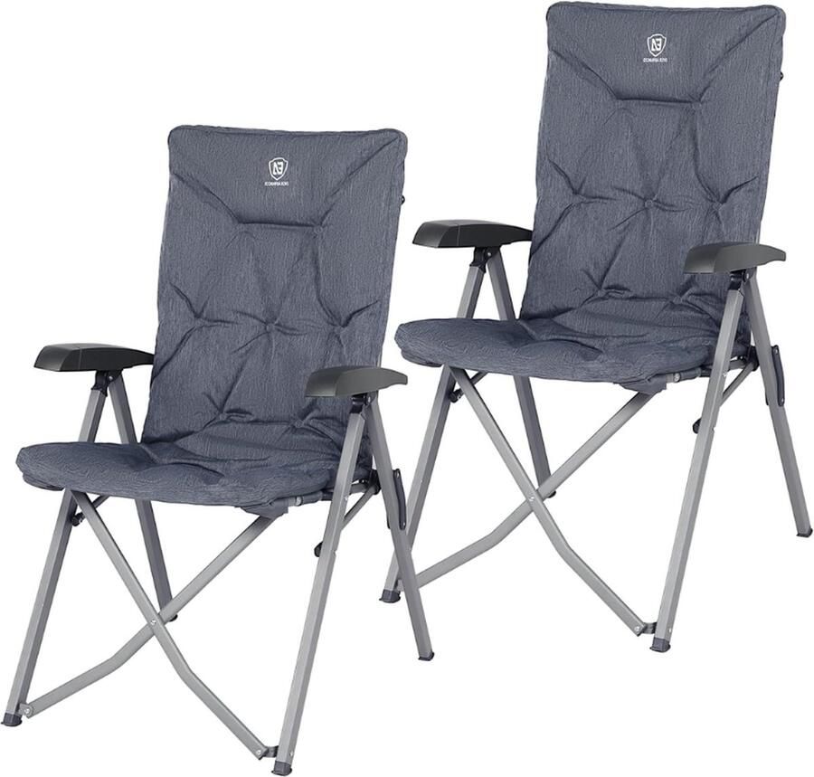 Luxe Campingstoelen 2 Set Voor Volwassenen 150 kg Zwaar Belastbare Extra Grote Opvouwbare Tuinfauteuil Met Hoge Rug Comfortabel 6 cm Gewatteerde Verstelbare Eetkamerstoelen 4 Standen