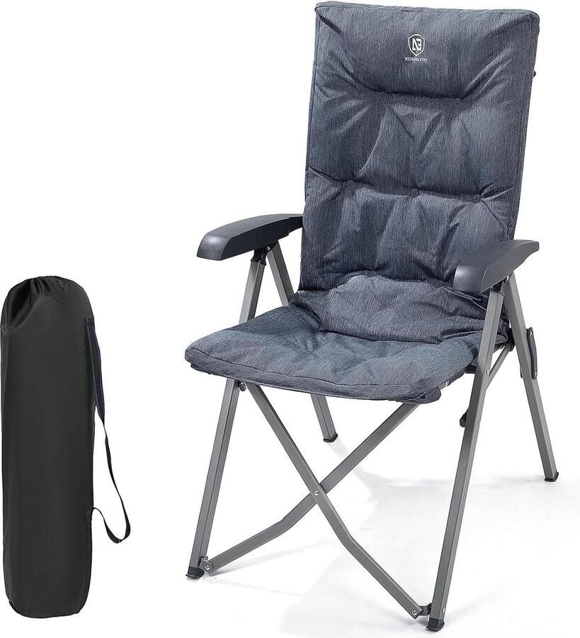 Luxe Campingstoelen Hoge rug 150 kg belastbaar 1 stuk Grijs Stof